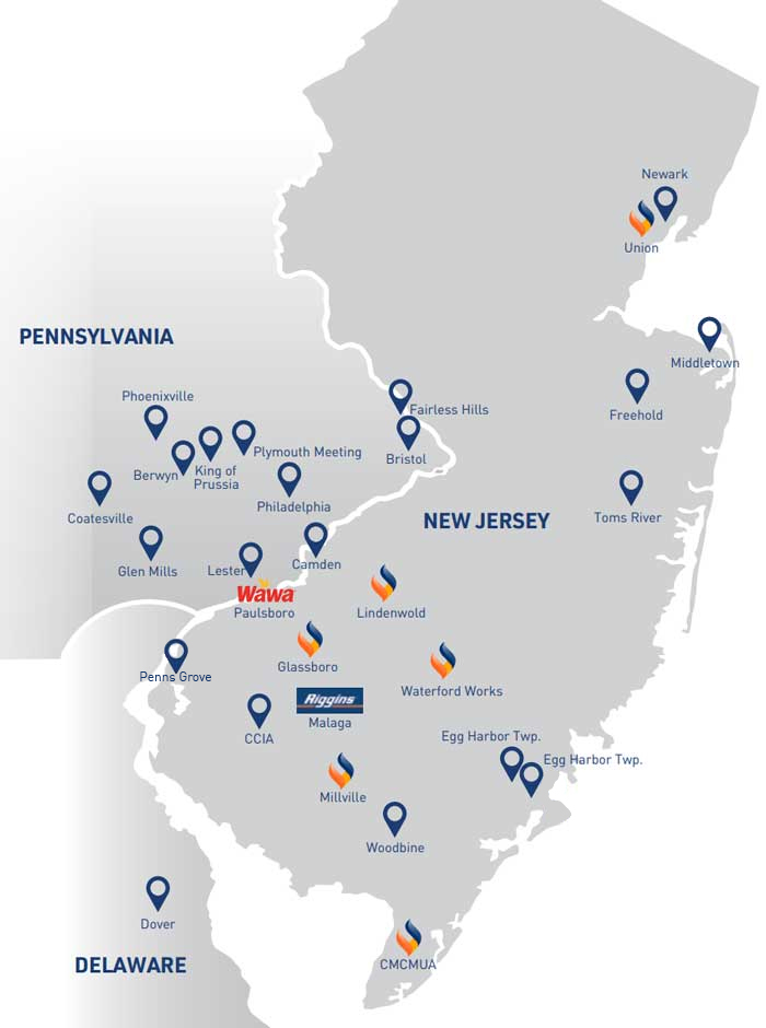 New Jersey map with locations