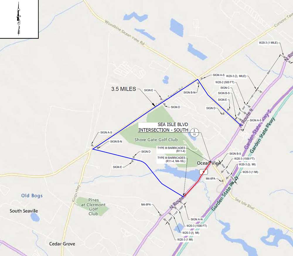 Map of Sea Isle Blvd South Intersection Detour