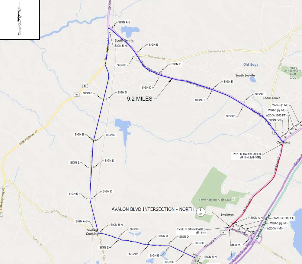 Map of Avalon Blvd Intersection Detour