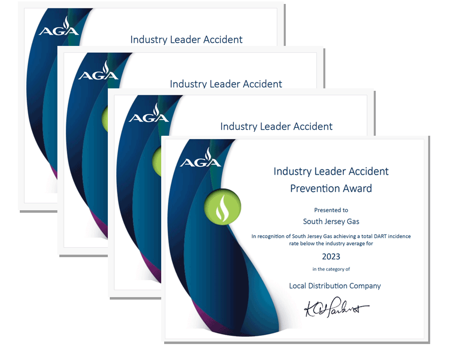 American Gas Association Industry Leader Accident Prevention Award 4 Years in a Row